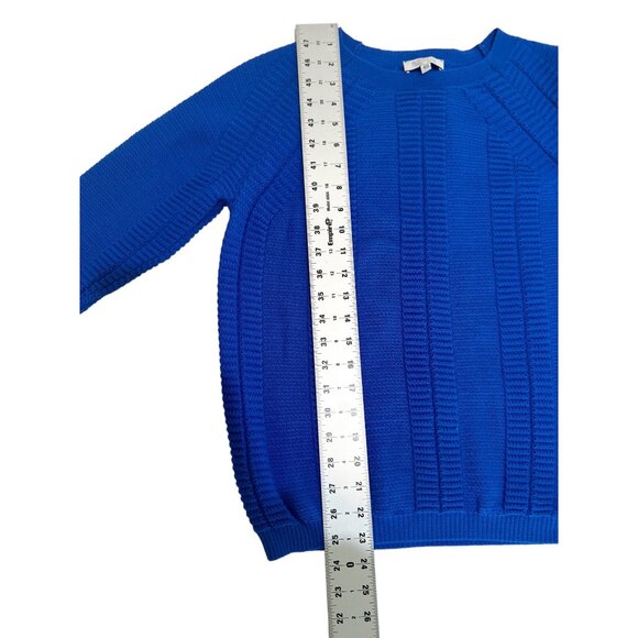 B.Solfin 100% Cashwool Sweater Women 40 Medium Blue Knit Crew Neck Grannycore - Picture 9 of 11